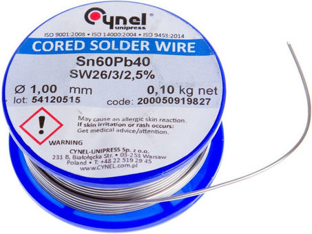 Solder Wire 1mm (100g) (Cynel) Blue Solder Wire 1mm (100g) (Cynel) Blue