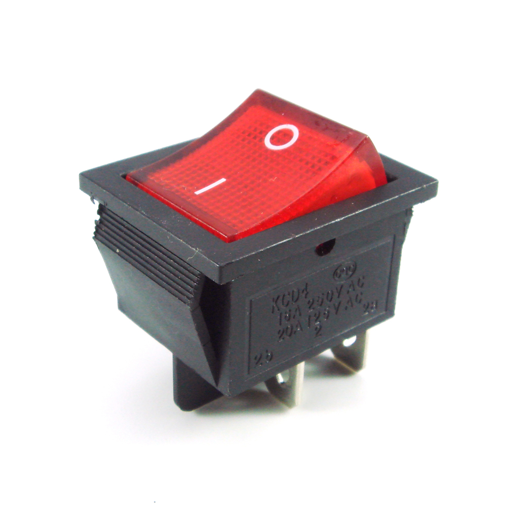 Rocker Switch Red LED 4 Pin