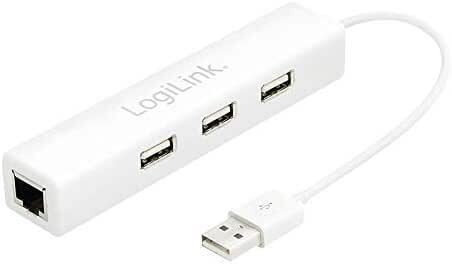 USB to Fast Ethernet adapter with USB Hub, USB A plug, RJ45 socket, USB A socket x3 USB to Fast Ethernet adapter with USB Hub, USB A plug, RJ45 socket, USB A socket x3
