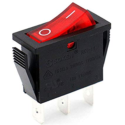 ROCKER SWITCH RED ON/OFF SPST (WITH LAMP) 15A 250VAC