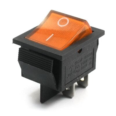 ROCKER SWITCH ORANGE ON/OFF DPST (WITH LAMP) 16A 250VAC PANEL MOUNT