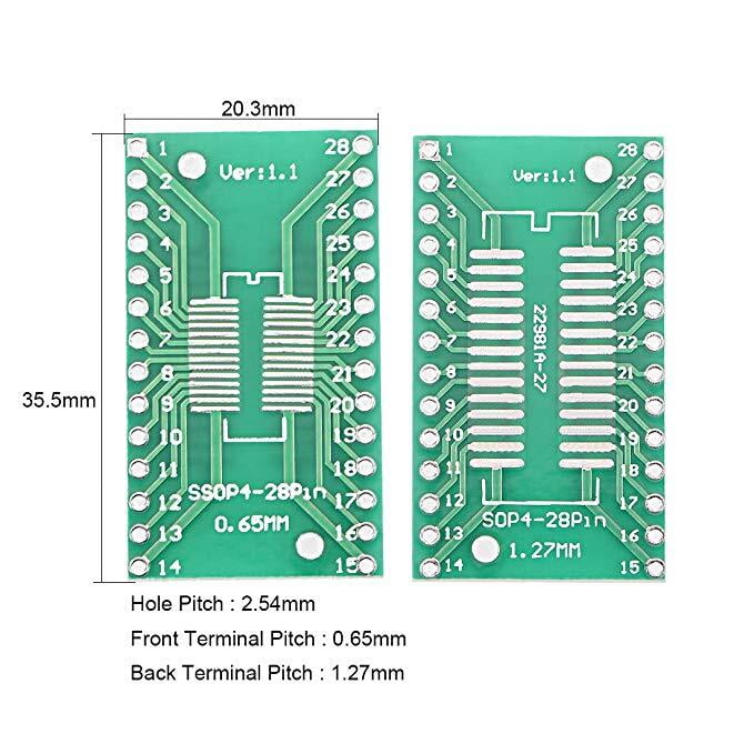 SOP4 28PIN 1.27 to DIP Adapter PCB Board SMD Converter SOP4 28PIN 1.27 to DIP Adapter PCB Board SMD Converter