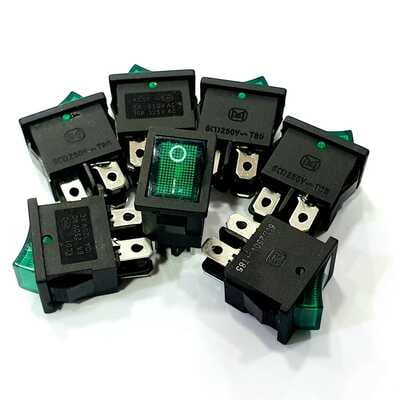 ROCKER SWITCH GREEN ON/OFF 6A 250VAC