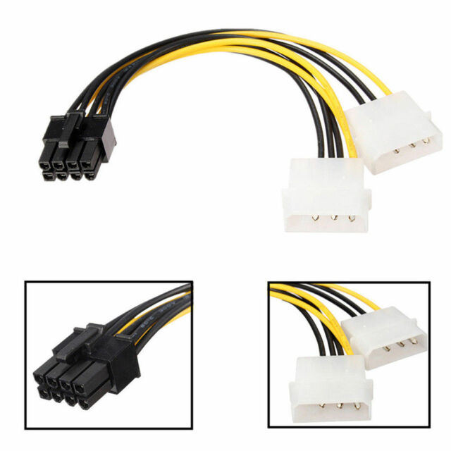 8Pin PCI Express Male To Dual 4Pin Molex Power Cable