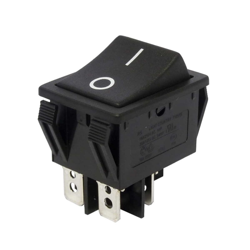 ROCKER SWITCH BLACK ON/OFF DPST 16A 250VAC PANEL MOUNT